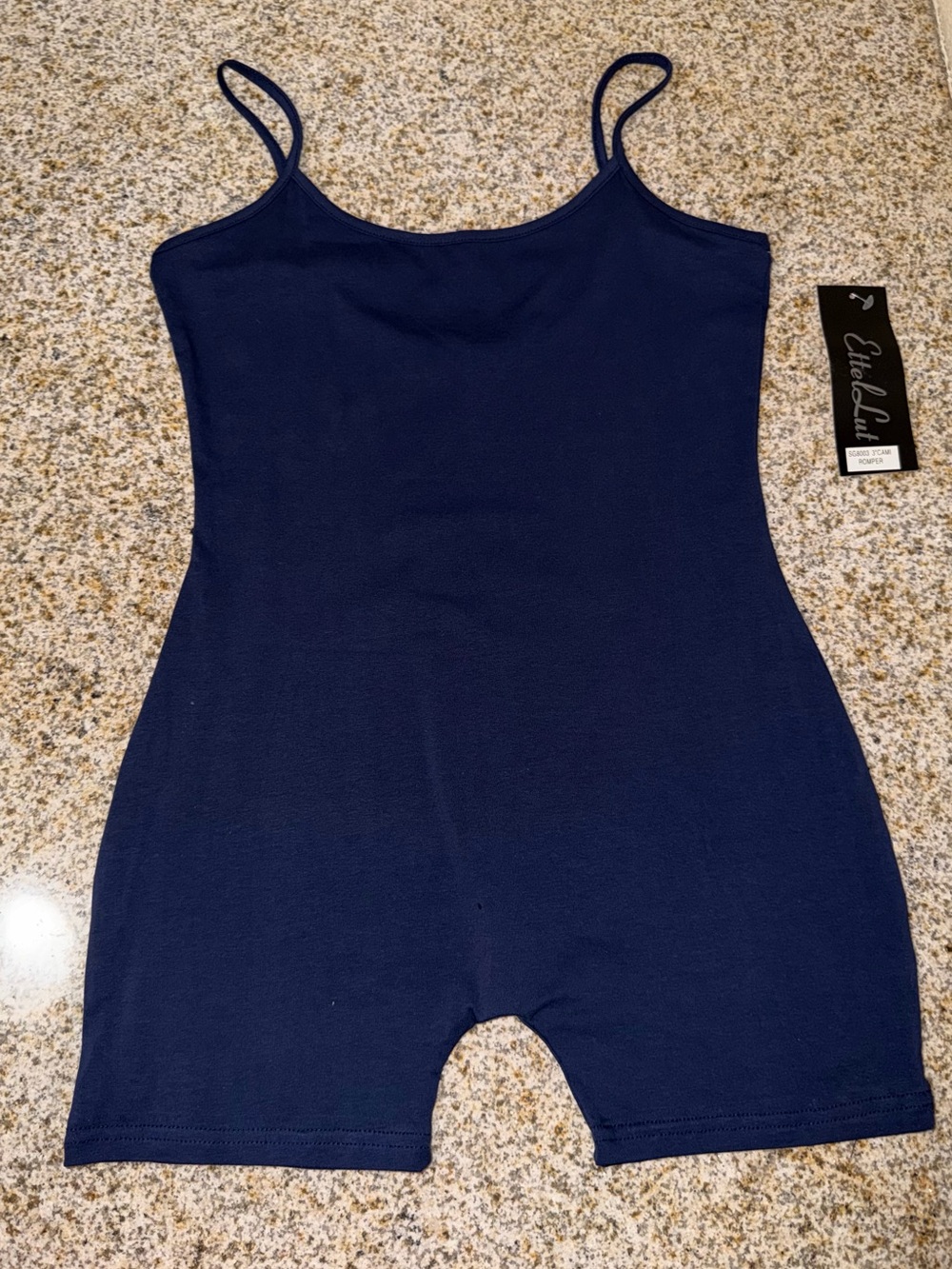 Amazon Navy Sleeveless Cotton-Blend Bodysuit Romper